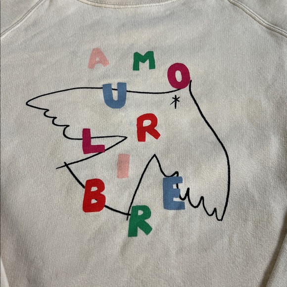 Sezane Amour Libre Oiseau Sweatshirt - Sézane X Pangea Cream / Multicolour - Picture 2 of 7